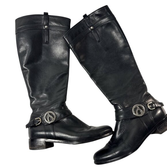 Browns Italian Leather High Knee Riding Boots 37 6.5 Quiet Luxury Preppy Fall - Picture 1 of 16